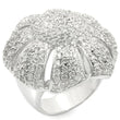 0W349 Rhodium Brass Ring with AAA Grade CZ in Clear