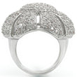 0W349 Rhodium Brass Ring with AAA Grade CZ in Clear