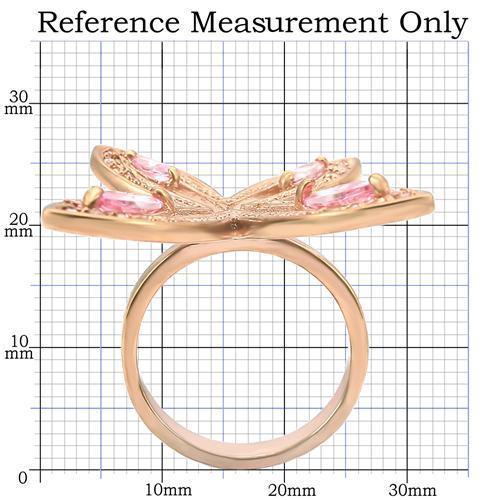 0W381 Rose Gold Brass Ring with AAA Grade CZ in Rose