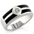 14034 Rhodium Brass Ring with AAA Grade CZ in Clear
