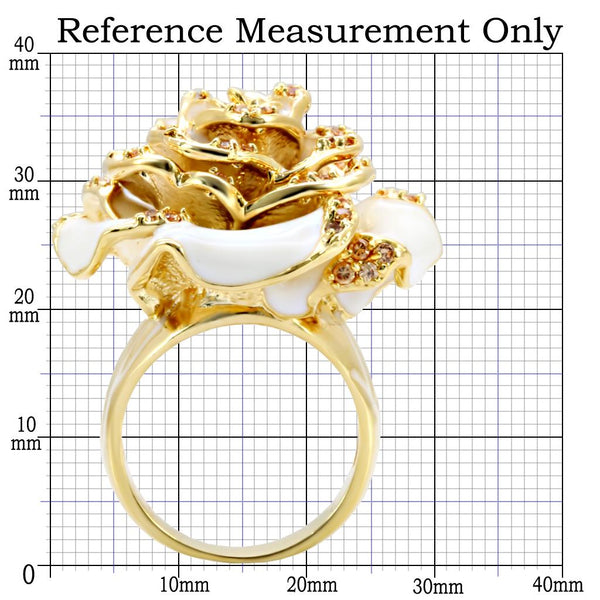1W040 Gold Brass Ring with AAA Grade CZ in Champagne