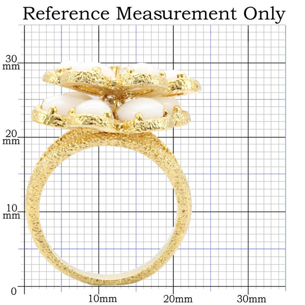 1W045 Gold Brass Ring with Synthetic in White