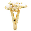 1W045 Gold Brass Ring with Synthetic in White