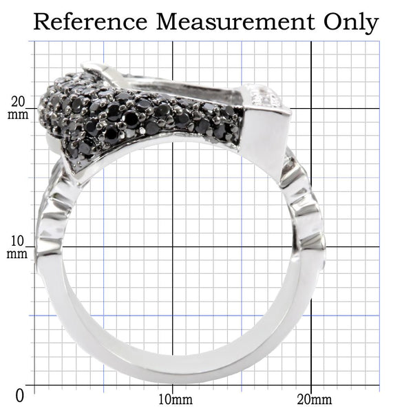 1W048 Rhodium + Ruthenium Brass Ring with AAA Grade CZ in Black Diamond