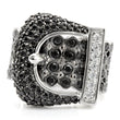 1W048 Rhodium + Ruthenium Brass Ring with AAA Grade CZ in Black Diamond