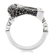 1W048 Rhodium + Ruthenium Brass Ring with AAA Grade CZ in Black Diamond