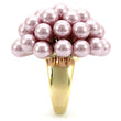 1W051 Gold Brass Ring with Synthetic in Light Amethyst