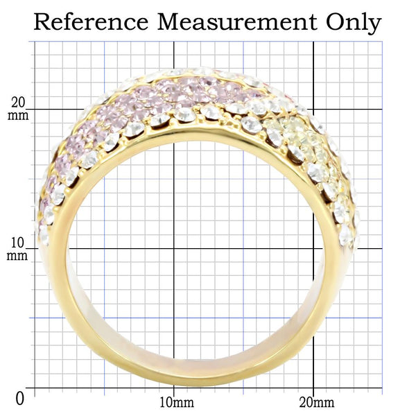 1W053 Gold Brass Ring with Top Grade Crystal in Multi Color