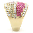 1W053 Gold Brass Ring with Top Grade Crystal in Multi Color