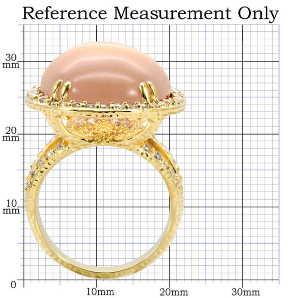 1W056 Gold Brass Ring with Synthetic in Champagne