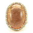 1W056 Gold Brass Ring with Synthetic in Champagne