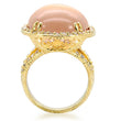 1W056 Gold Brass Ring with Synthetic in Champagne