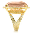 1W056 Gold Brass Ring with Synthetic in Champagne