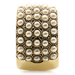 1W057 Gold Brass Ring with Synthetic in Citrine Yellow