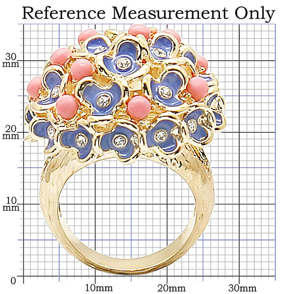 1W106 Gold Brass Ring with Semi-Precious in Rose