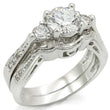 1W002 Rhodium Brass Ring with AAA Grade CZ in Clear