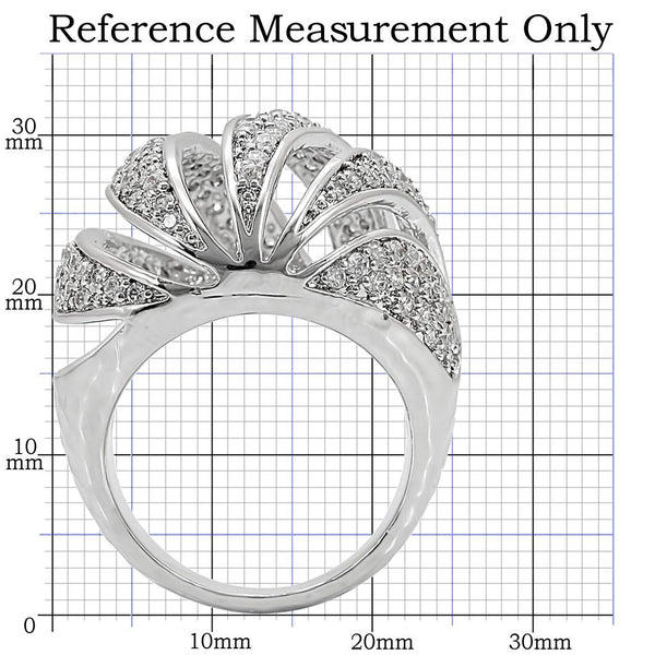 1W019 Rhodium Brass Ring with AAA Grade CZ in Clear