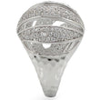 1W019 Rhodium Brass Ring with AAA Grade CZ in Clear