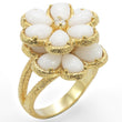 1W045 Gold Brass Ring with Synthetic in White