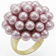1W051 Gold Brass Ring with Synthetic in Light Amethyst