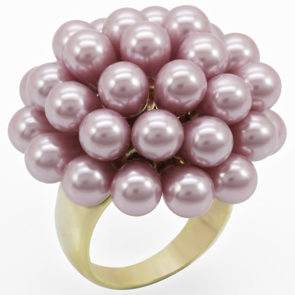 1W051 Gold Brass Ring with Synthetic in Light Amethyst