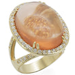 1W056 Gold Brass Ring with Synthetic in Champagne