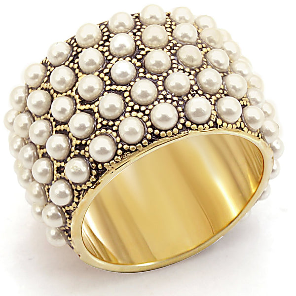 1W057 Gold Brass Ring with Synthetic in Citrine Yellow