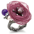 LOA600 Antique Tone Brass Ring with Assorted in Multi Color
