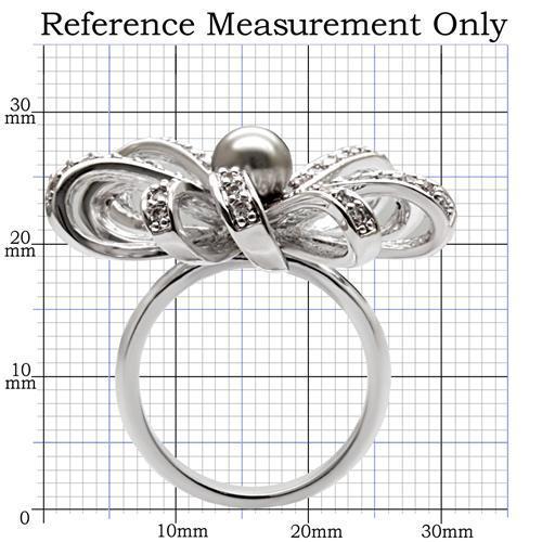1W093 Rhodium Brass Ring with Synthetic in Gray