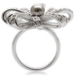 1W093 Rhodium Brass Ring with Synthetic in Gray
