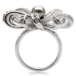 1W093 Rhodium Brass Ring with Synthetic in Gray