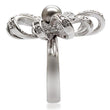 1W093 Rhodium Brass Ring with Synthetic in Gray