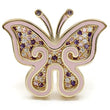 1W096 Matte Gold Brass Ring with AAA Grade CZ in Multi Color