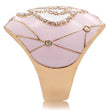 1W098 Gold Brass Ring with AAA Grade CZ in Clear