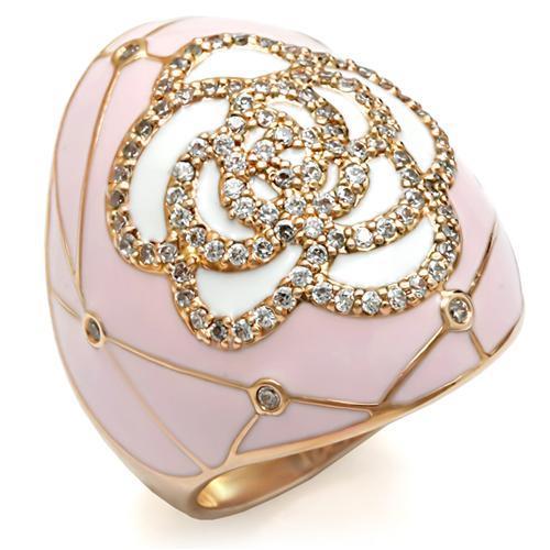 1W098 Gold Brass Ring with AAA Grade CZ in Clear