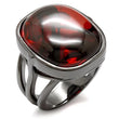 1W100 Ruthenium Brass Ring with AAA Grade CZ in Garnet