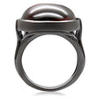 1W100 Ruthenium Brass Ring with AAA Grade CZ in Garnet