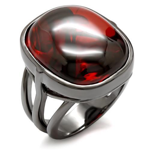 1W100 Ruthenium Brass Ring with AAA Grade CZ in Garnet