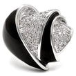 1W105 Rhodium Brass Ring with AAA Grade CZ in Clear