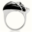 1W105 Rhodium Brass Ring with AAA Grade CZ in Clear