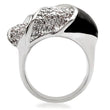1W105 Rhodium Brass Ring with AAA Grade CZ in Clear