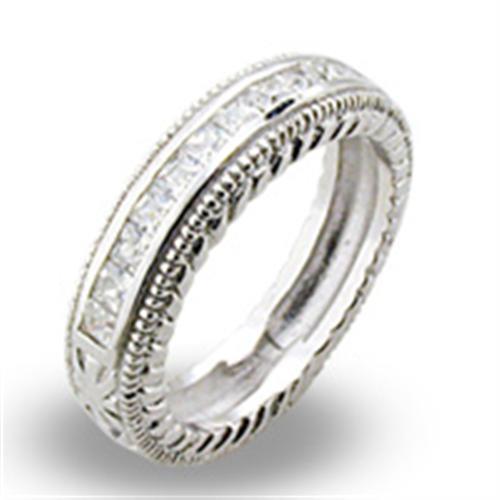 23517 High-Polished 925 Sterling Silver Ring with AAA Grade CZ in Clear