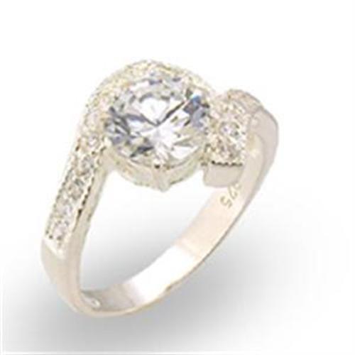 30122 High-Polished 925 Sterling Silver Ring with AAA Grade CZ in Clear