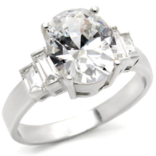 30305 High-Polished 925 Sterling Silver Ring with AAA Grade CZ in Clear