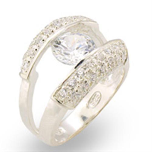 30313 High-Polished 925 Sterling Silver Ring with AAA Grade CZ in Clear