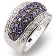 30611 Rhodium + Ruthenium 925 Sterling Silver Ring with AAA Grade CZ in Amethyst