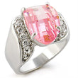 30813 High-Polished 925 Sterling Silver Ring with AAA Grade CZ in Rose