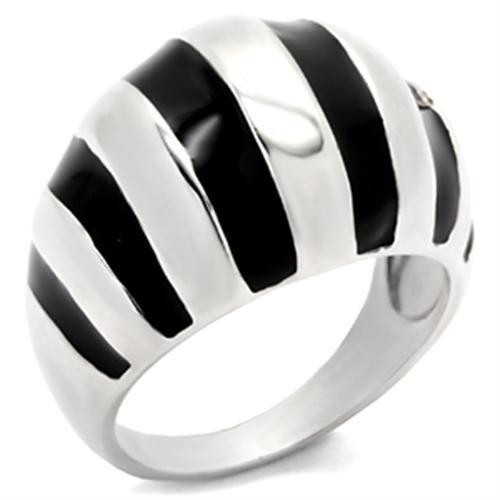 30914 High-Polished 925 Sterling Silver Ring with Epoxy in Jet
