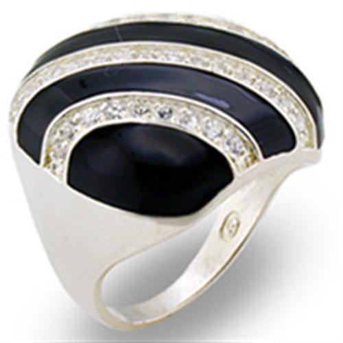 30915 High-Polished 925 Sterling Silver Ring with AAA Grade CZ in Clear