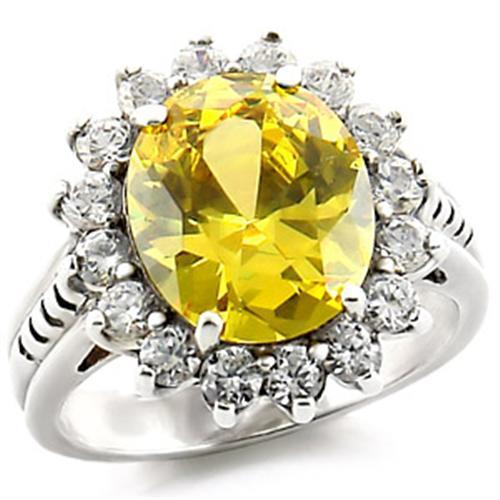 31218 High-Polished 925 Sterling Silver Ring with AAA Grade CZ in Citrine